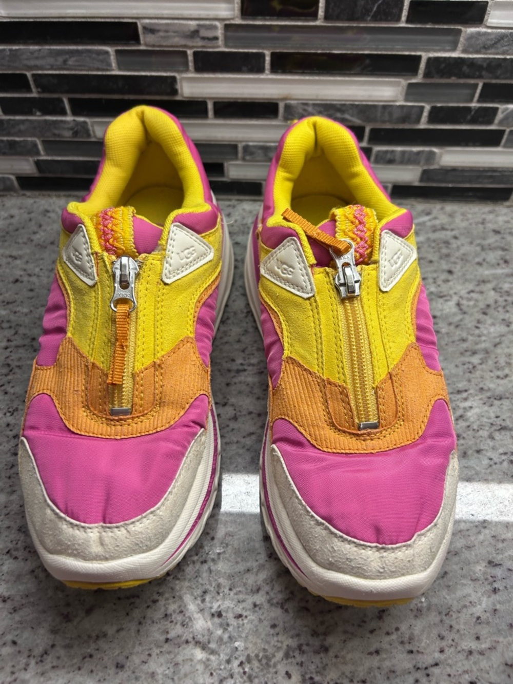 UGG Women's Zip Mesh Pink, Yellow & Orange Colorblock Sneakers size 8 - Picture 7 of 10